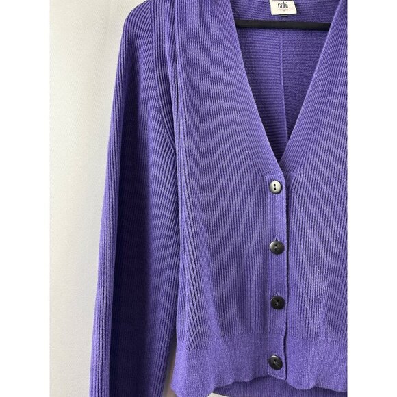 Cabi Purple Button-Up Ribbed Cardigan Sweater S - Picture 2 of 5